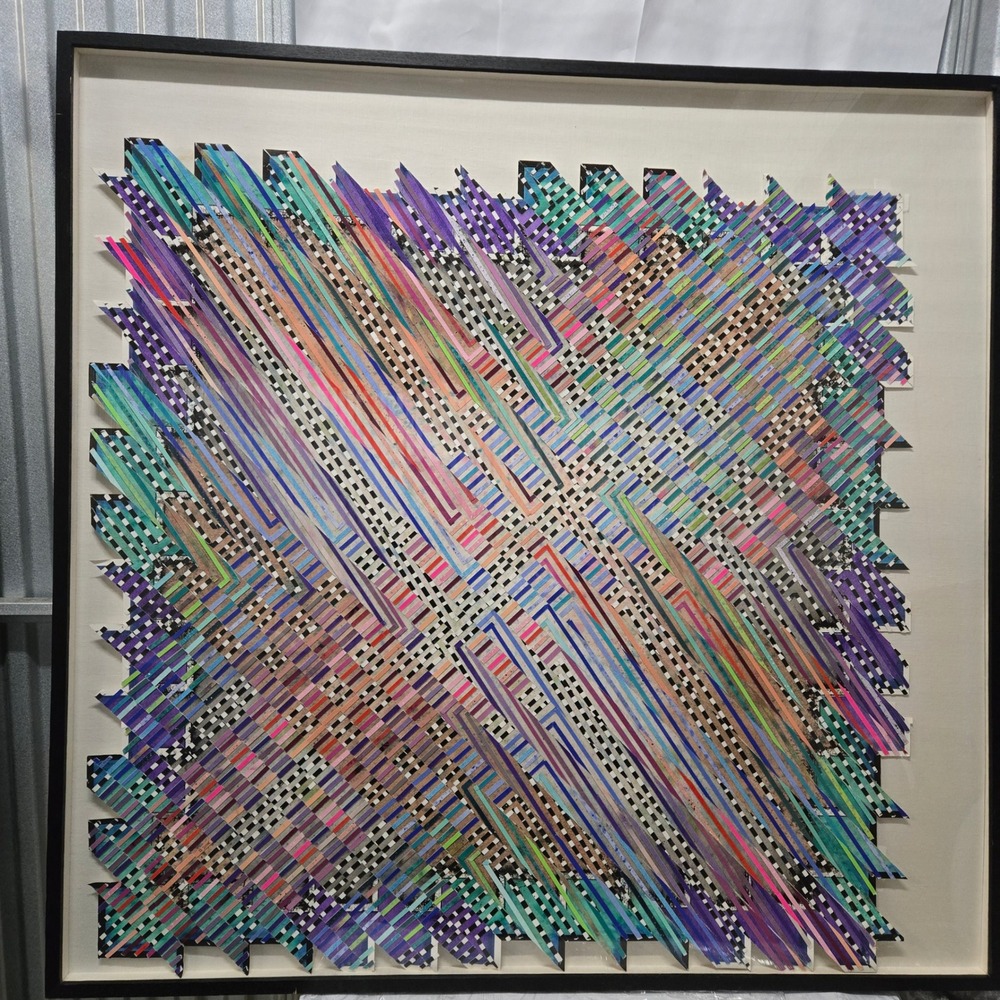 Jordan Scott Large Abstract Mixed Media Stamp Art Canvas Painting Bliss
